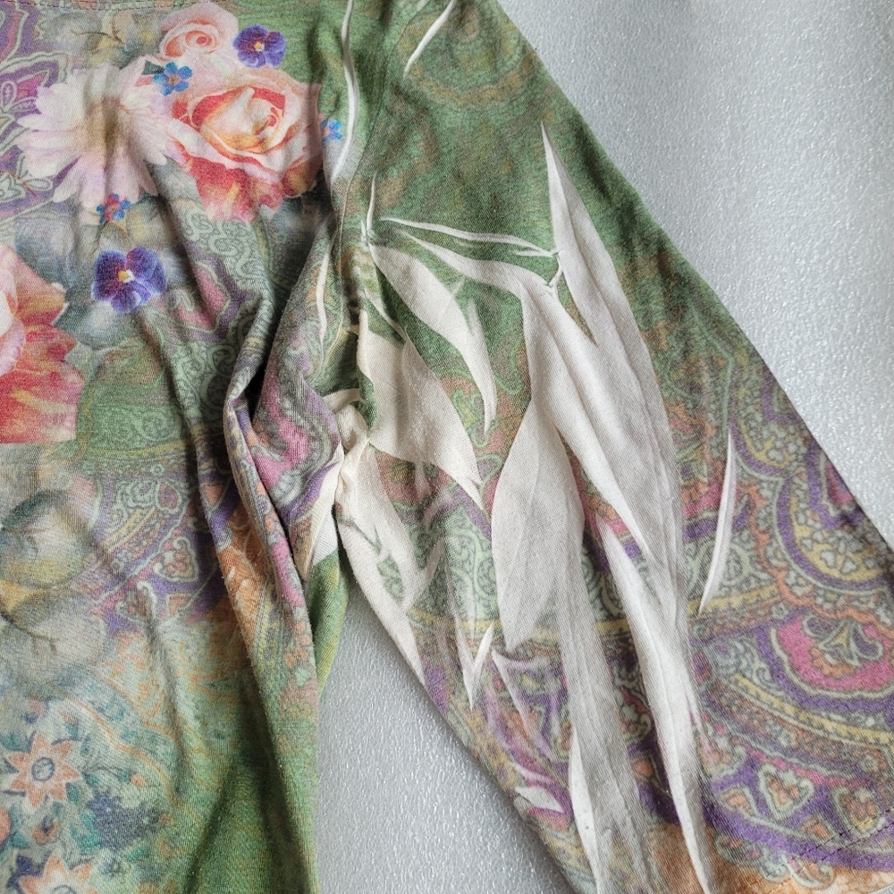 Floral Paisley Boho Fairycore Top Green Y2K Style Medium - Large - Picture 5 of 10